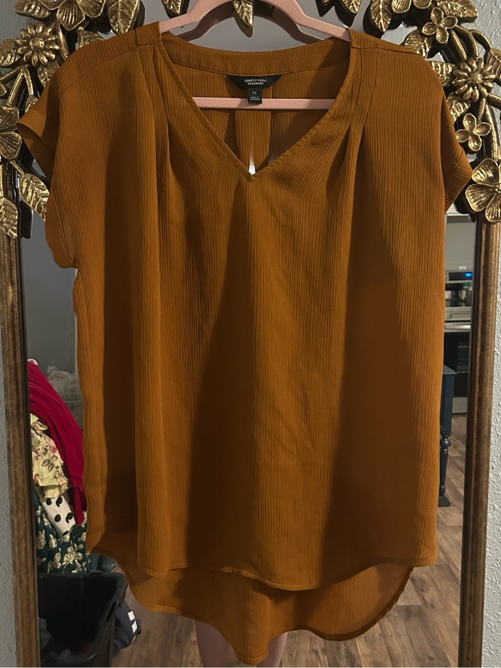 Simply Vera Vera Wang Mustard Chiffon Top